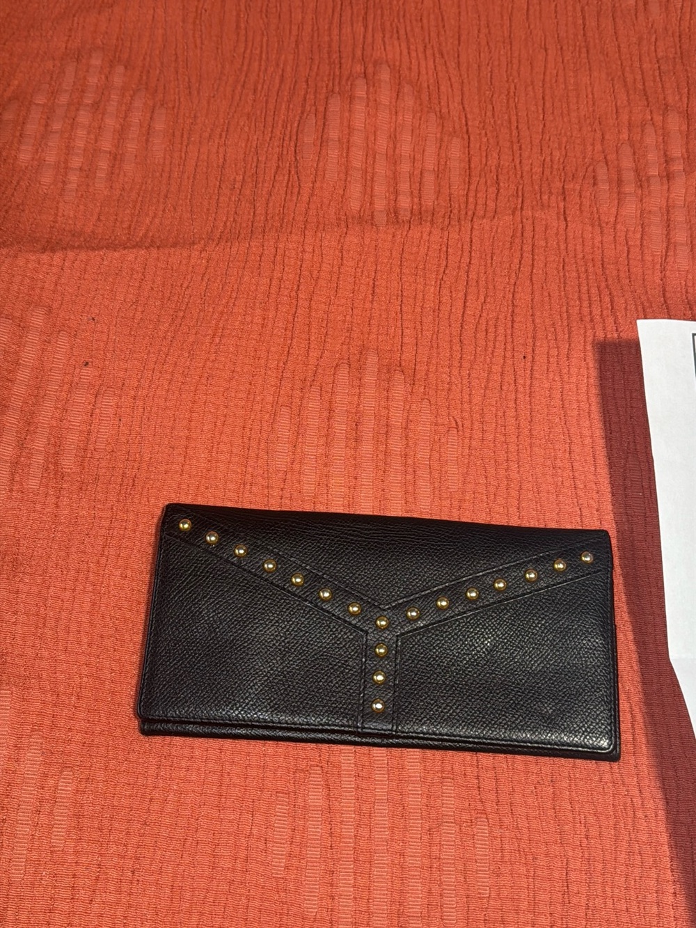 Yves Saint Laurent Black Studded Envelope Wallet